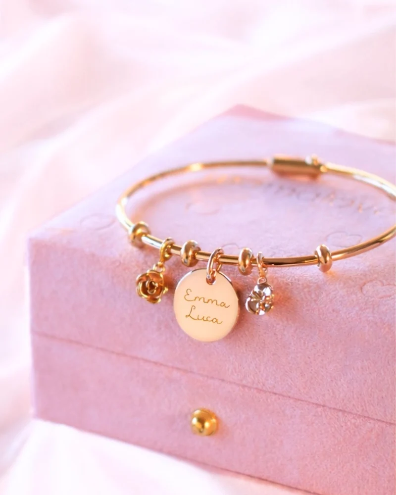 Charm Bangle Classic - Verguld - Gepersonaliseerde Armband