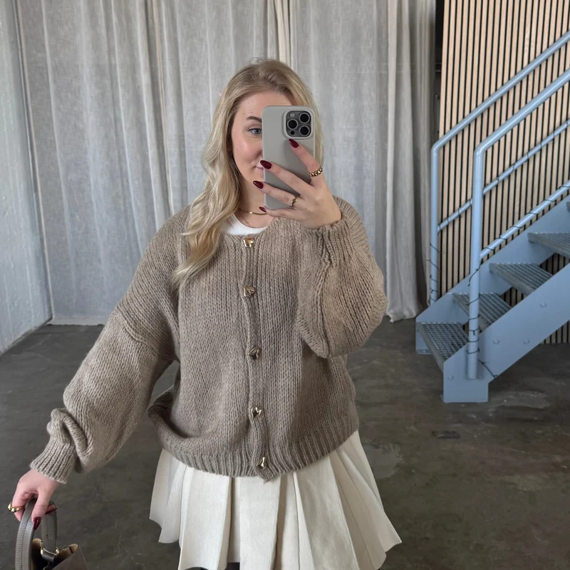 Strickjacke Gold Hearts - Beige