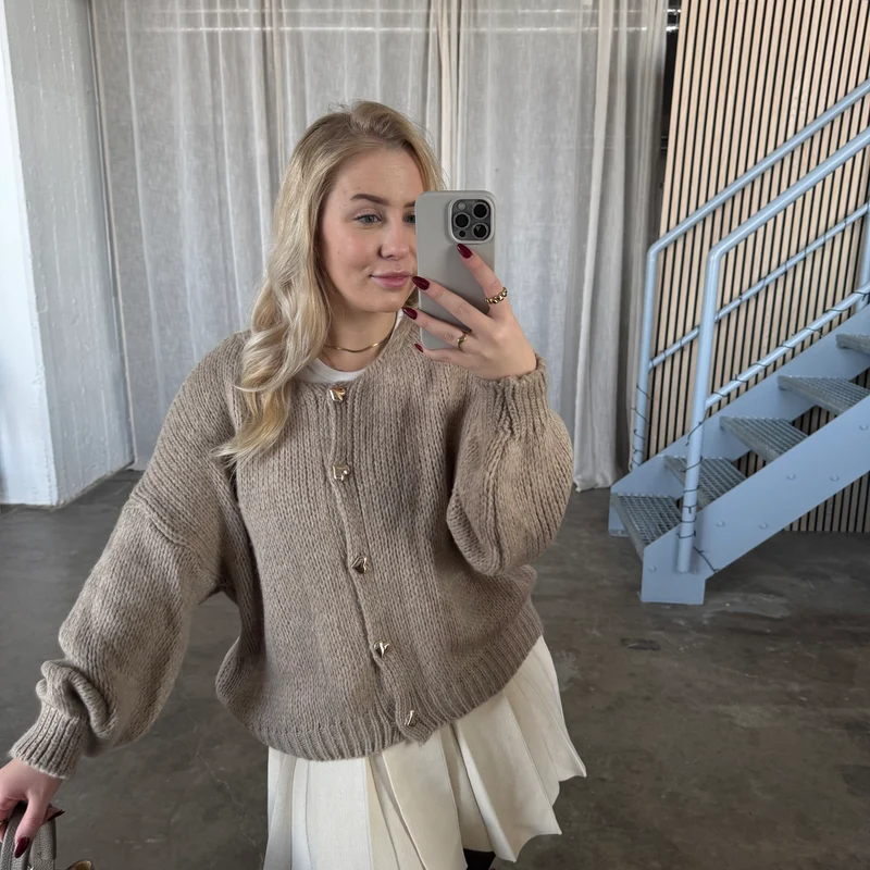 Strickjacke Gold Hearts - Beige