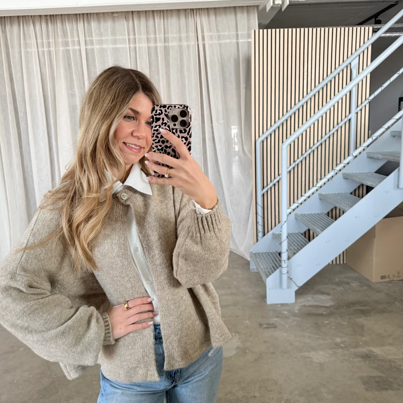Strickjacke Single Button - Beige