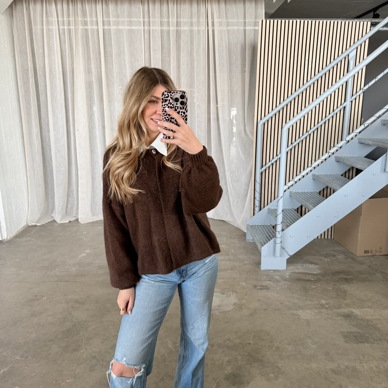 Strickjacke Single Button - Espresso