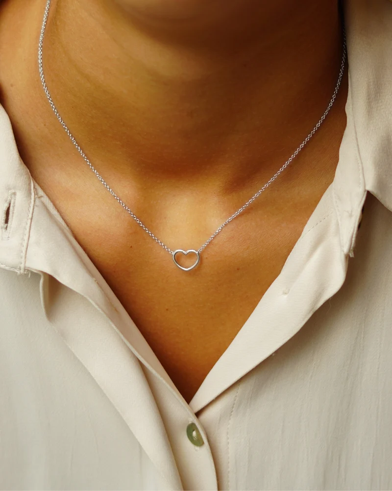 Mini Open Heart Ketting - Zilver - Gepersonaliseerde Ketting