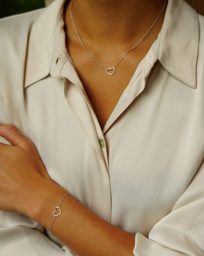 Mini Open Heart Ketting - Zilver - Gepersonaliseerde Ketting