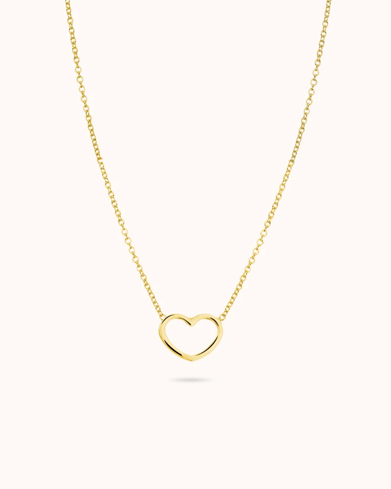 Mini Open Heart Ketting - Verguld - Gepersonaliseerde Ketting