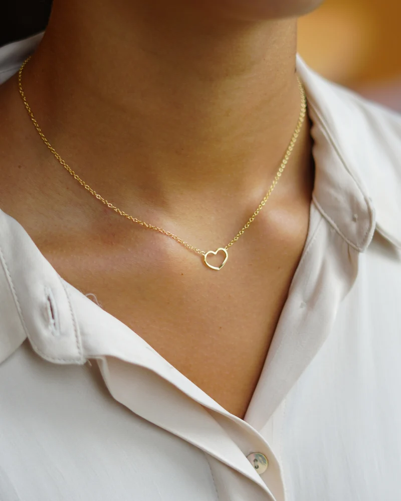 Mini Open Heart Ketting - Verguld - Gepersonaliseerde Ketting