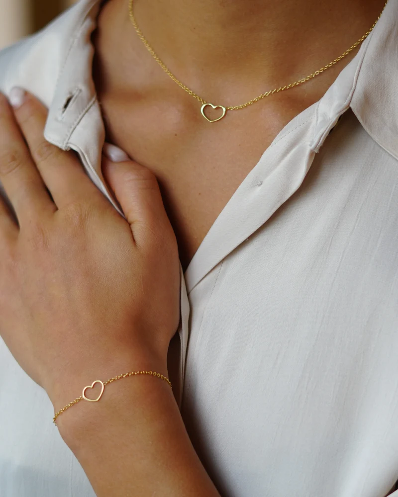 Mini Open Heart Ketting - Verguld - Gepersonaliseerde Ketting