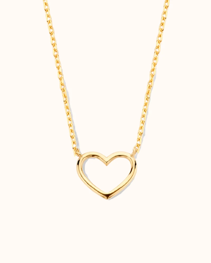 9k Mini Open Heart ketting - Gepersonaliseerde Ketting