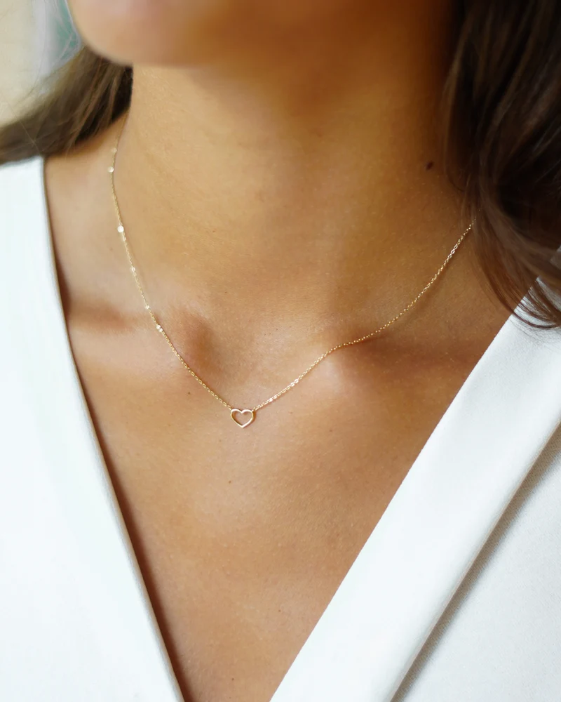 9k Mini Open Heart ketting - Gepersonaliseerde Ketting