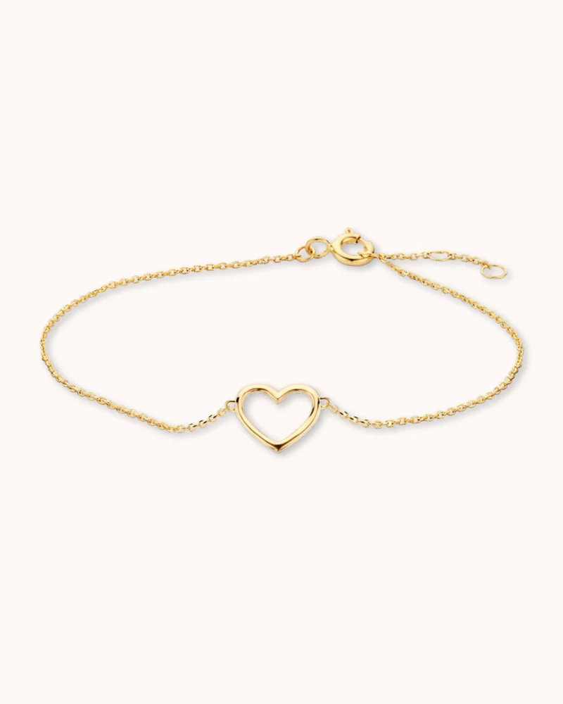 9k Mini Open Heart Armband - Gepersonaliseerde Armband