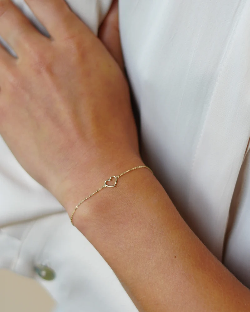 9k Mini Open Heart Armband - Gepersonaliseerde Armband