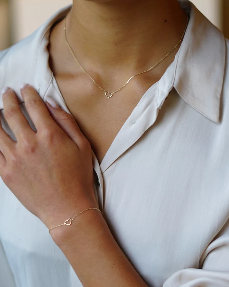 9k Mini Open Heart Armband - Gepersonaliseerde Armband