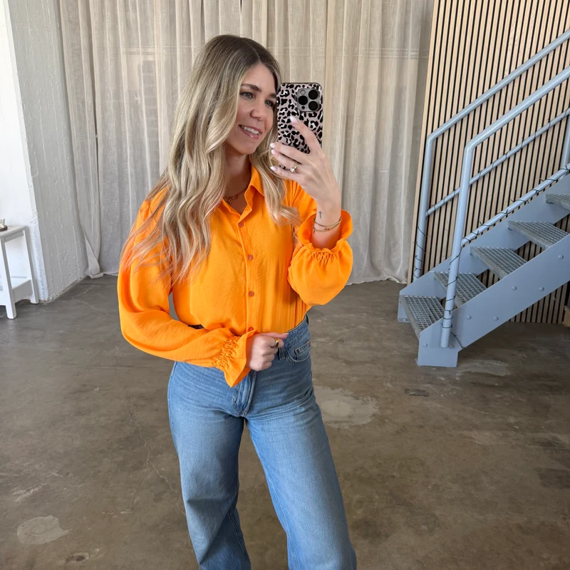Rüschen Bluse - Orange