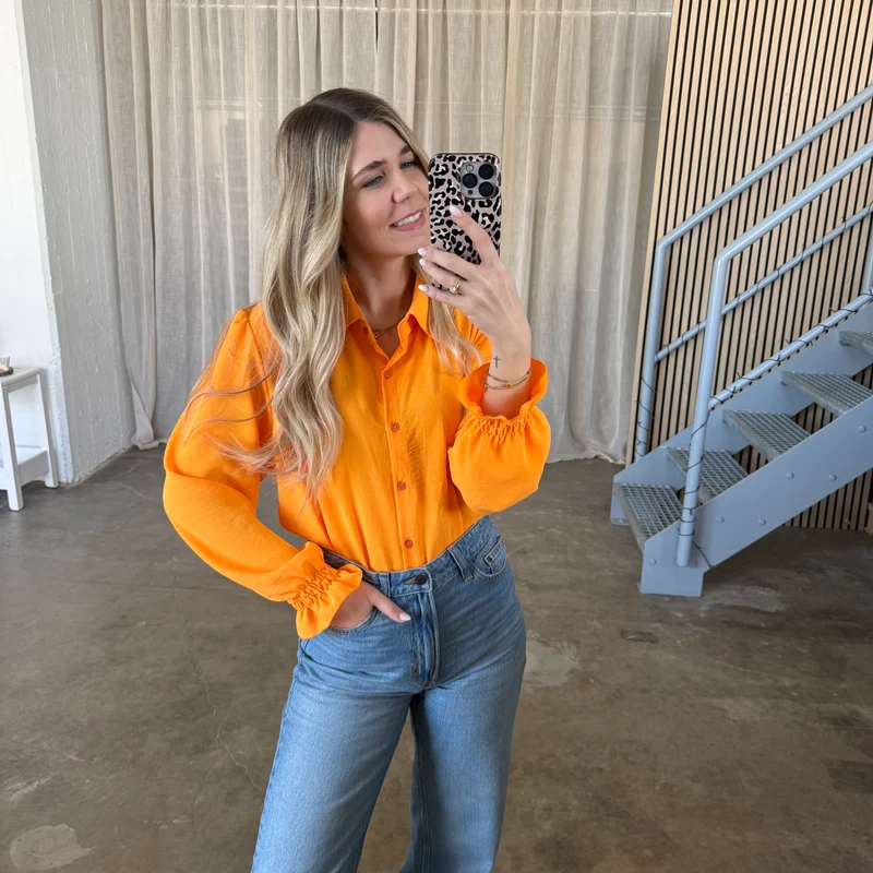 Rüschen Bluse - Orange