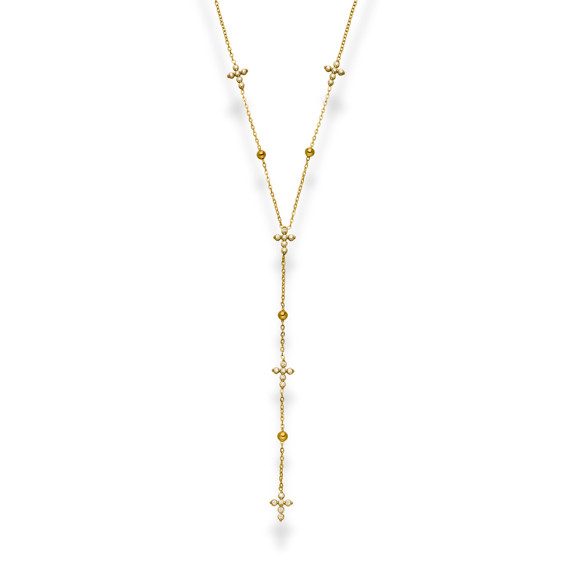 Everlasting Cross Y-Kette 14K Vergoldet