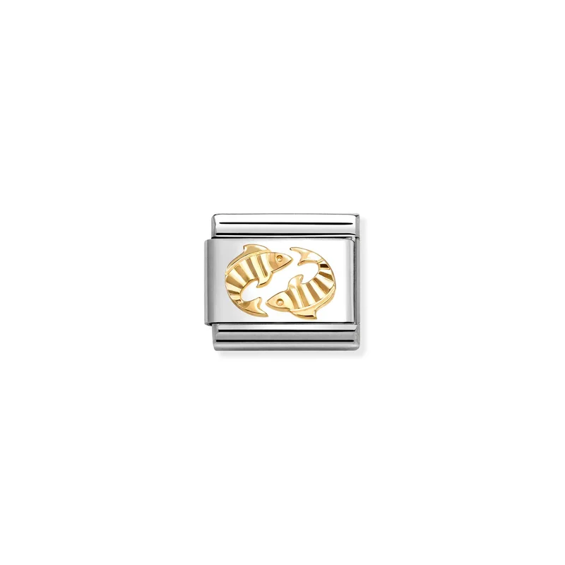 Classic Gold Diamond-Etched Pisces Zodiac Charms