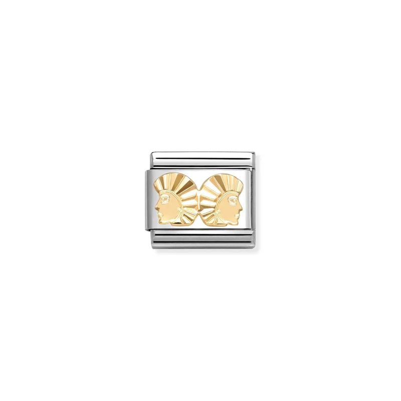 Classic Gold Diamond-Etched Gemini Zodiac Charms