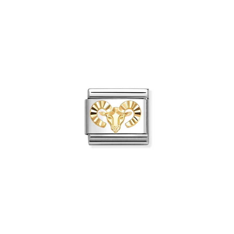 Classic Gold Diamond-Etched Aries Zodiac Charms