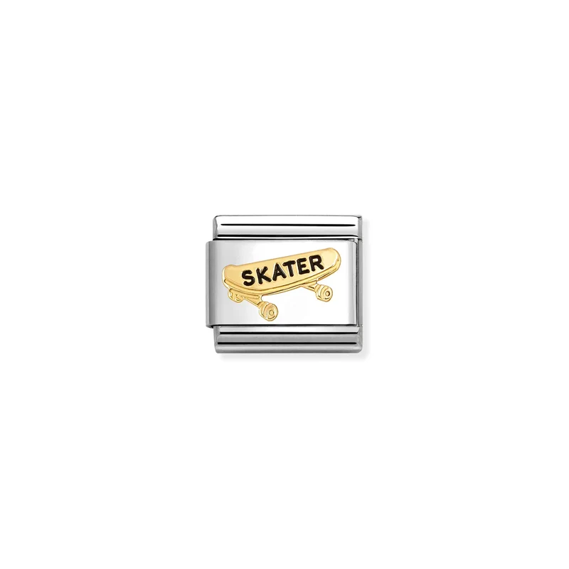 Classic Gold and Enamel Black Skateboard Sports & Hobbies Charms