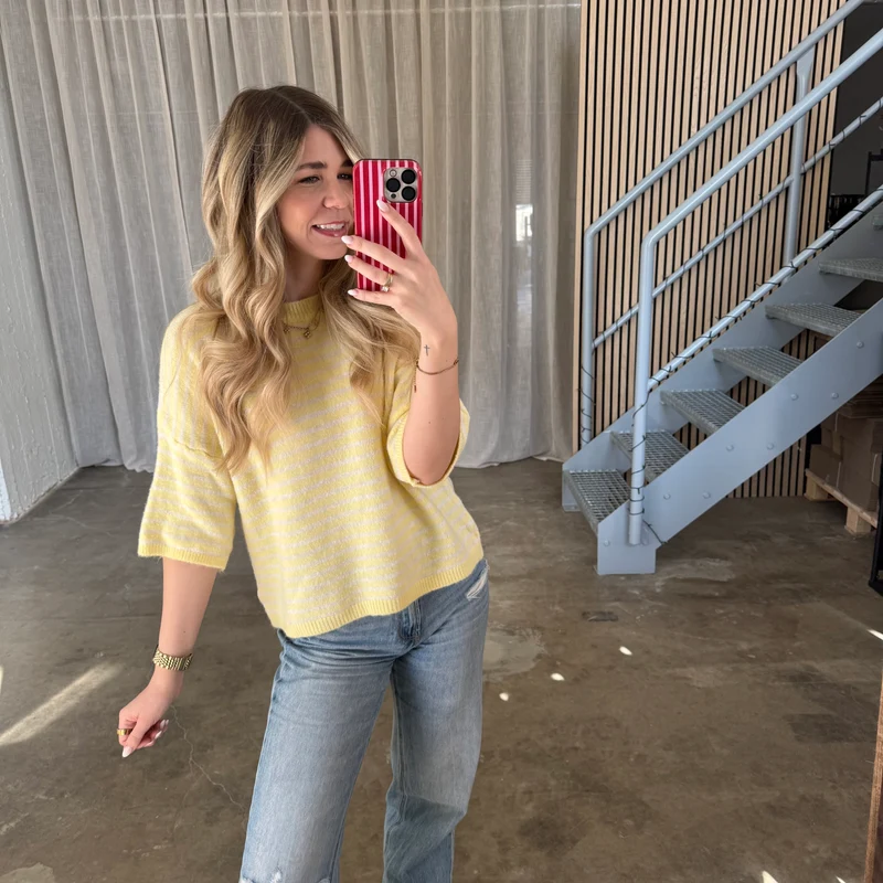 Strickshirt Small Stripes - Butter Yellow x Creme