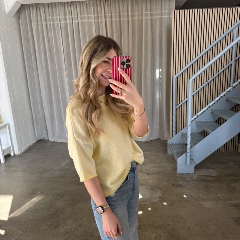 Strickshirt Small Stripes - Butter Yellow x Creme