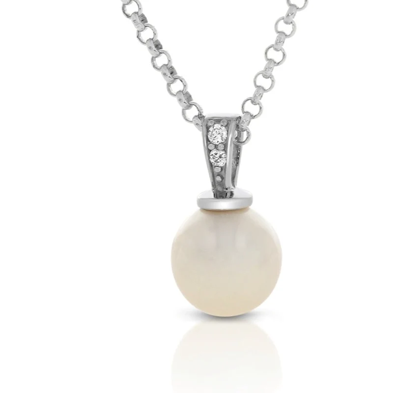 Kette mit Perle Anhänger 925 Sterling Silber