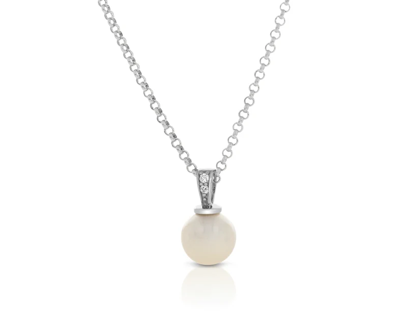 Kette mit Perle Anhänger 925 Sterling Silber