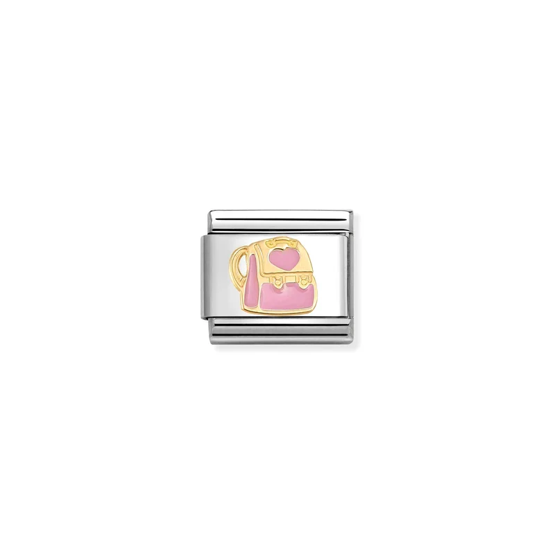Classic Gold and Enamel Pink Backpack Travel Charms
