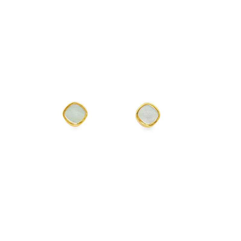 Gold Plated and Mother of Pearl June Birthstone Stud Earrings