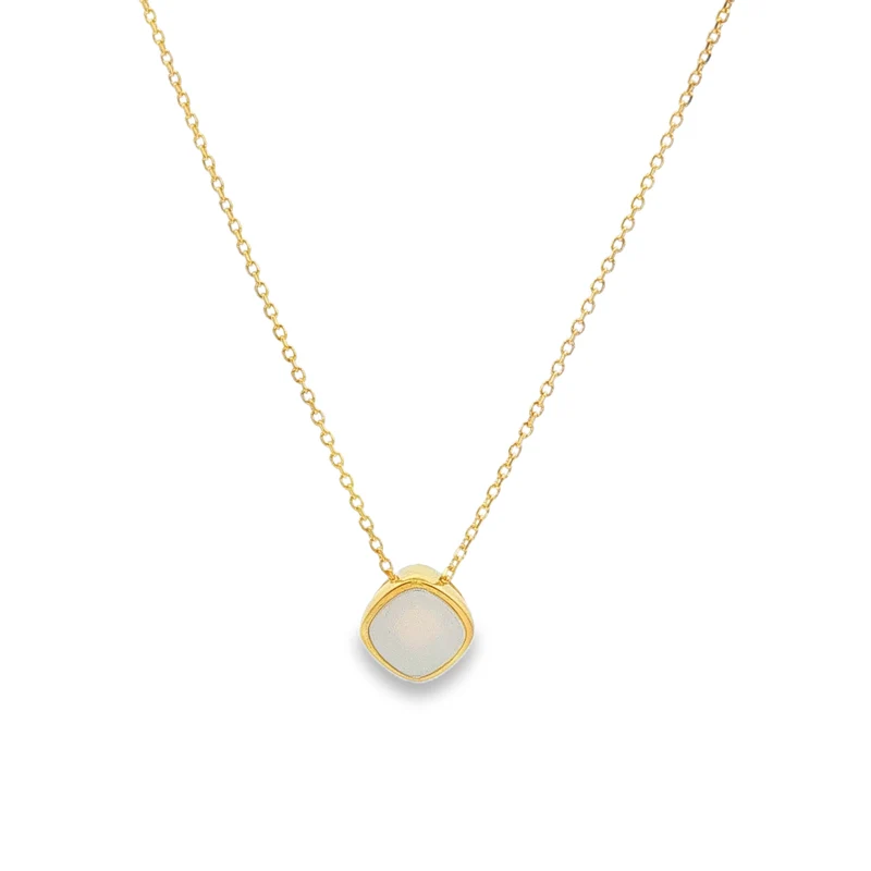 Gold Plated and Mother of Pearl June Birthstone Pendant Necklace