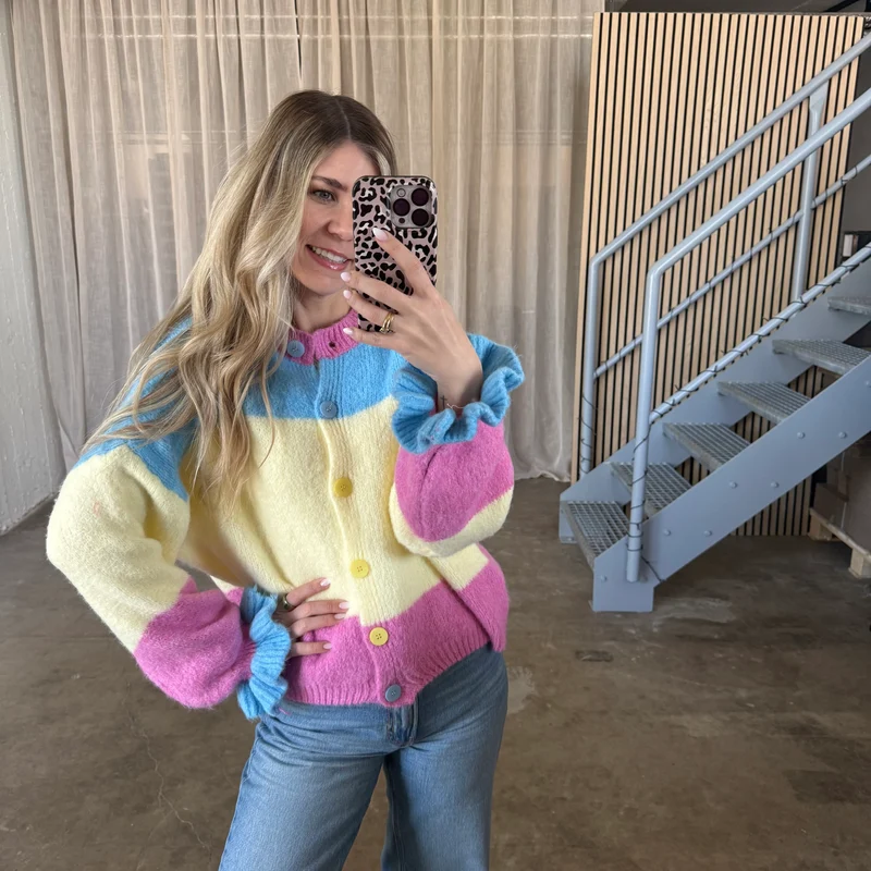 Cute Blocks Strickjacke - Bunt