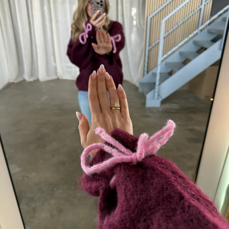 Bow Sleeve Pulli - Bordeaux