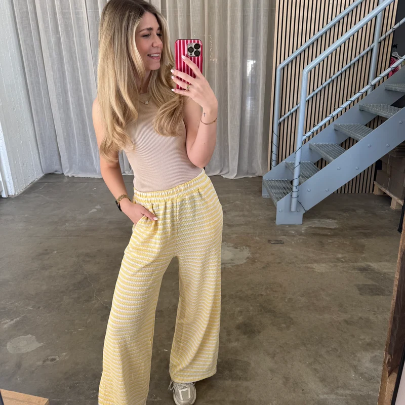 Lounge Hose - Weiß x Butter Yellow