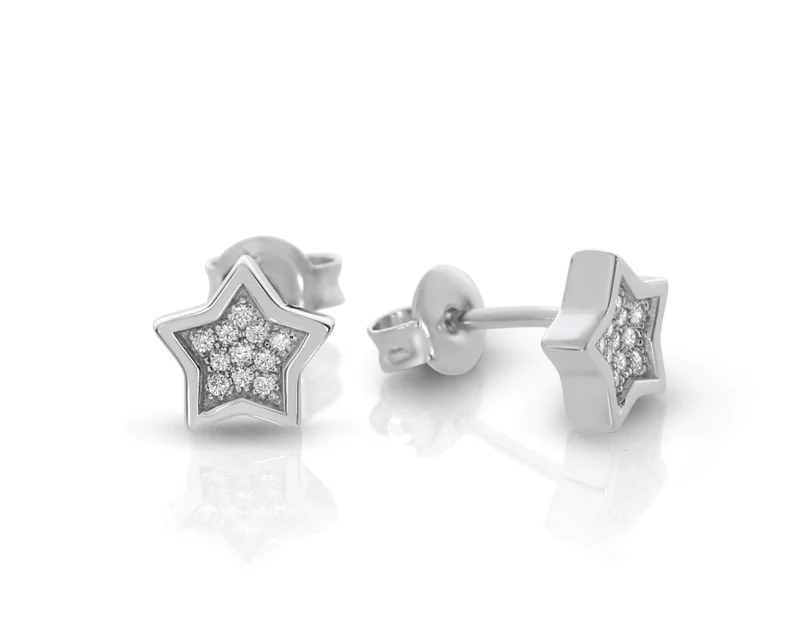 Ohrstecker Stern 925 Silber Damen Zirkonia