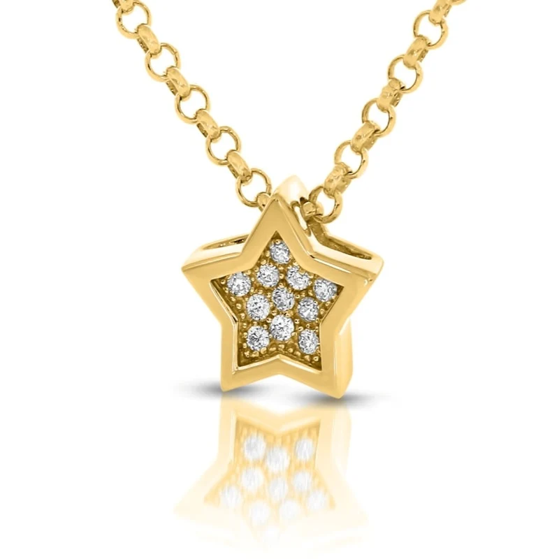Kette mit Stern Anhänger Zirkonia vergoldete Damenschmuck