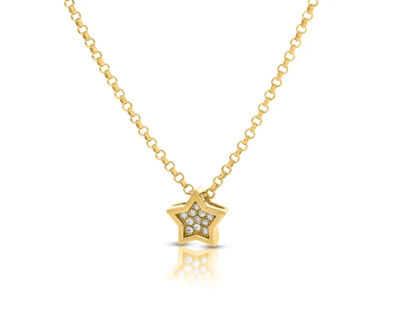 Kette mit Stern Anhänger Zirkonia vergoldete Damenschmuck