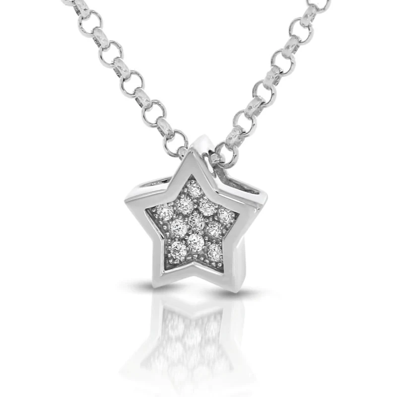 Stern Kette 925 Silber Halskette Stern Zirkonia Damen