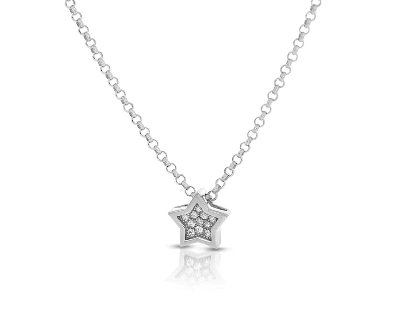 Stern Kette 925 Silber Halskette Stern Zirkonia Damen