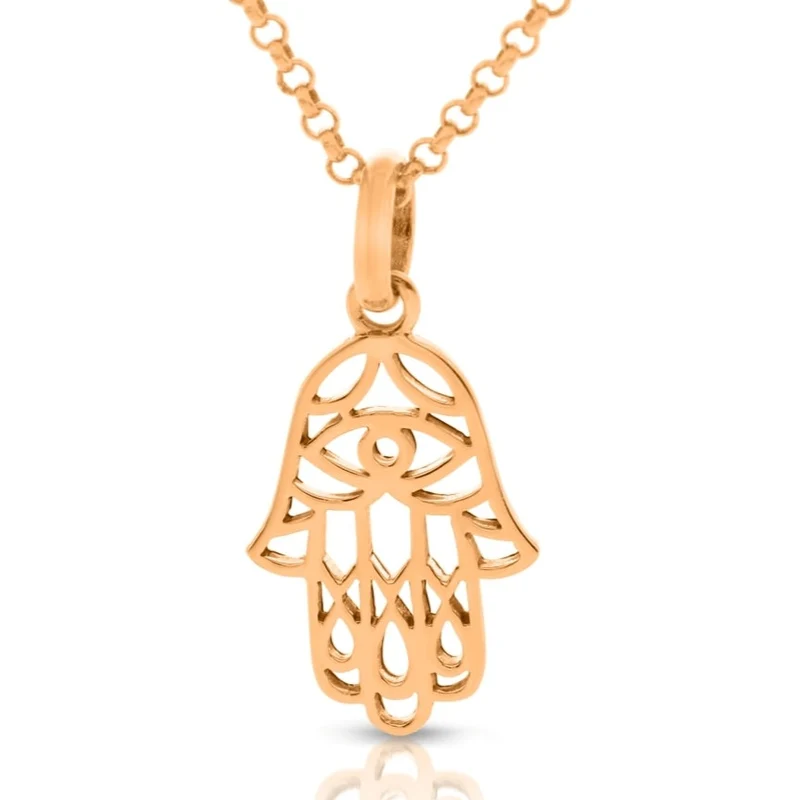 Kette rosé vergoldet Hand Anhänger Fatima Hamsa