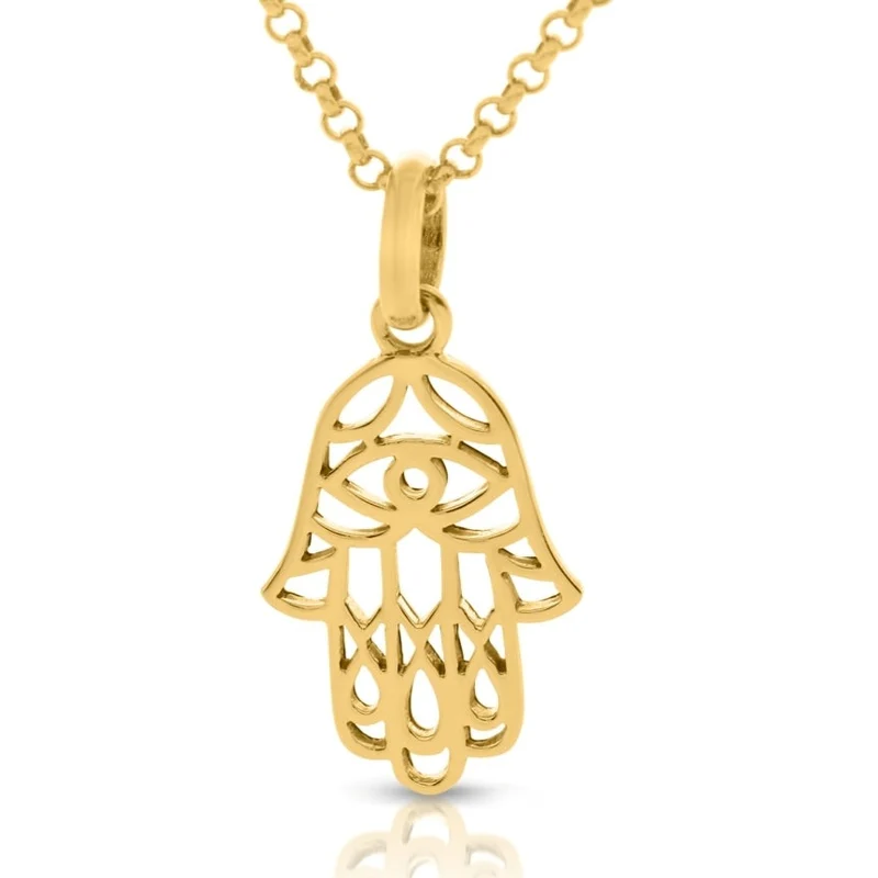 Fatimas Hand Amulett Halskette vergoldet Damenschmuck