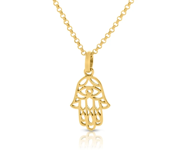 Fatimas Hand Amulett Halskette vergoldet Damenschmuck