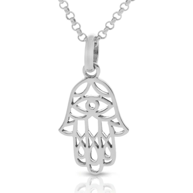 Kette mit Ornament Anhänger Hand Fatima 925 Sterling Silber