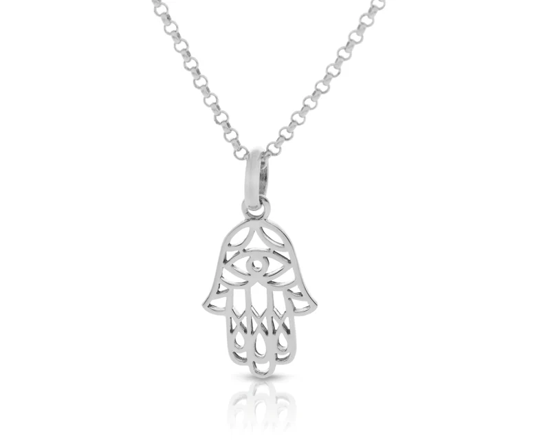 Kette mit Ornament Anhänger Hand Fatima 925 Sterling Silber