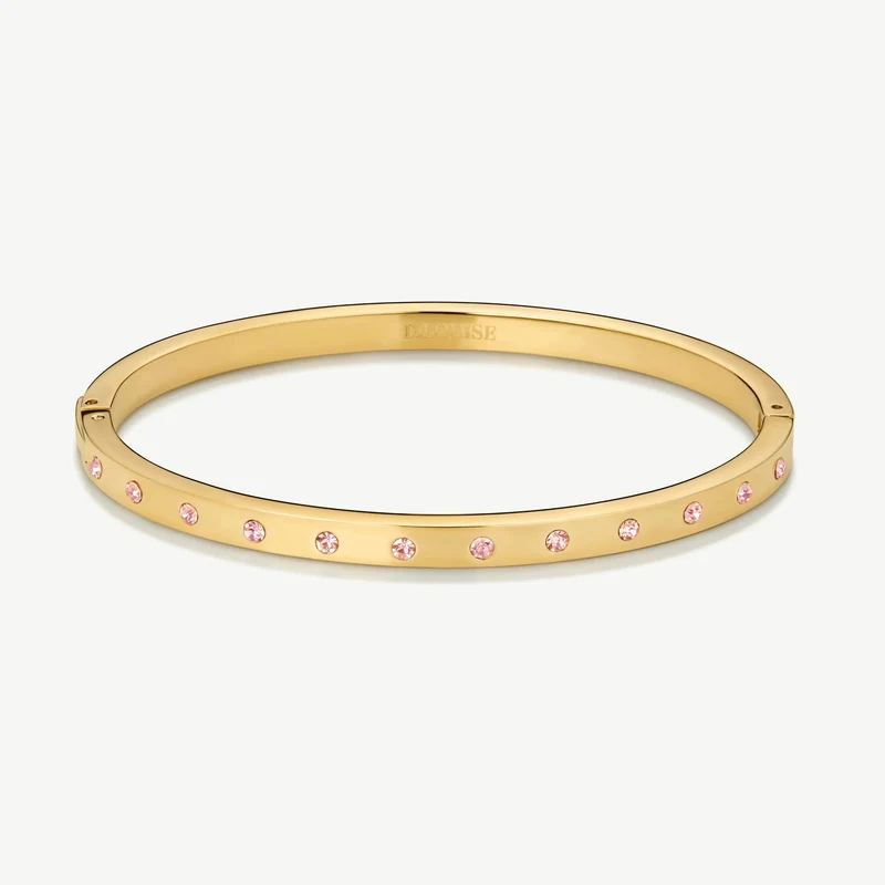 Gold Slim Pink Eternity Bangle