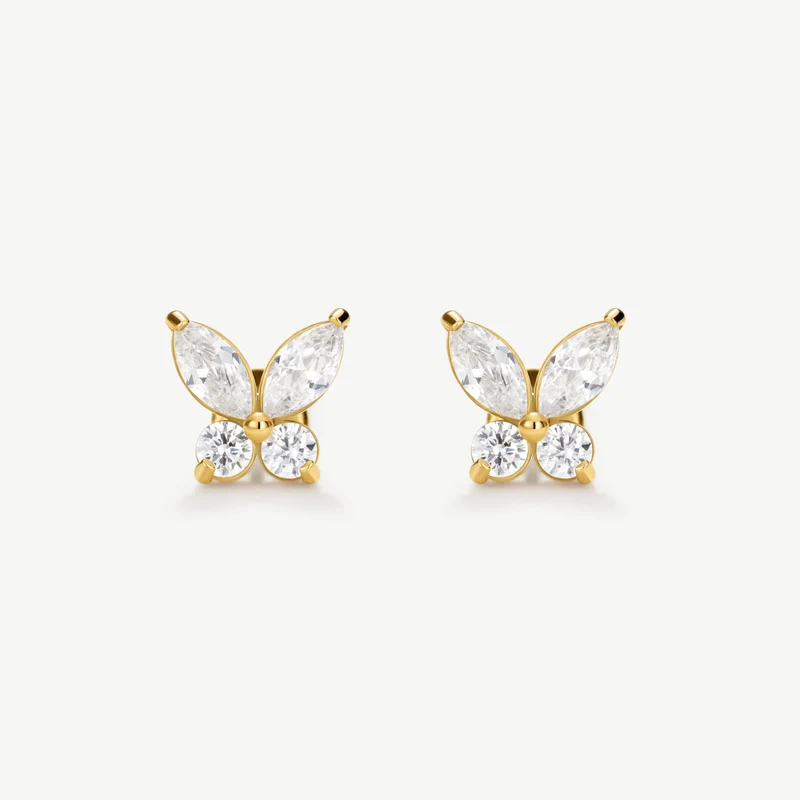 Gold Classic Butterfly Tennis Stud Earrings