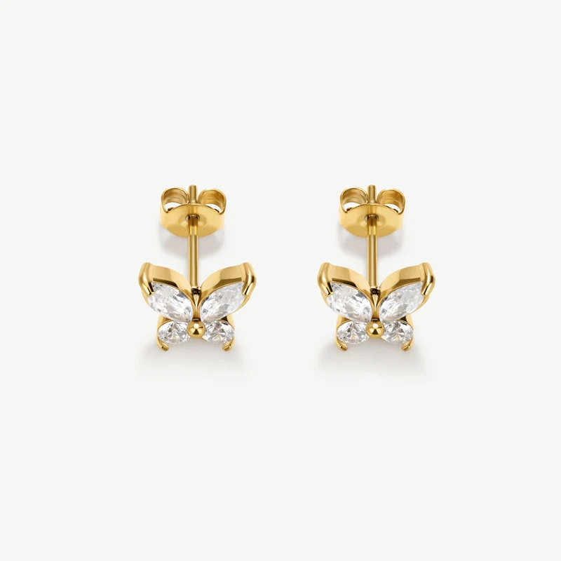 Gold Classic Butterfly Tennis Stud Earrings