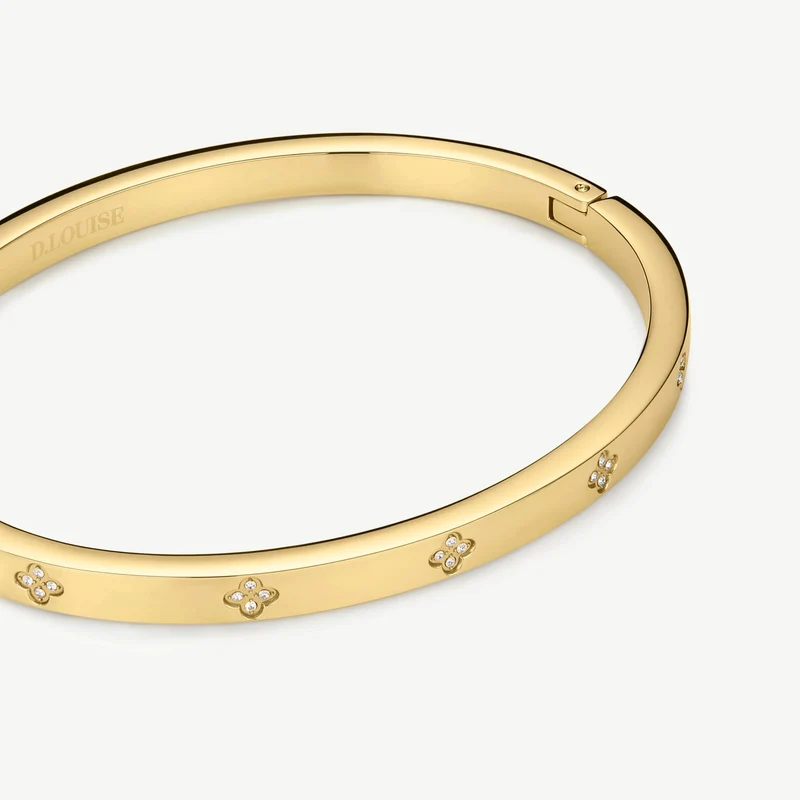 Gold Slim Clover Bangle