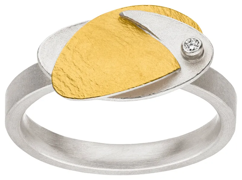 925er Silber Ring feingoldbelegt MANU R1424BR