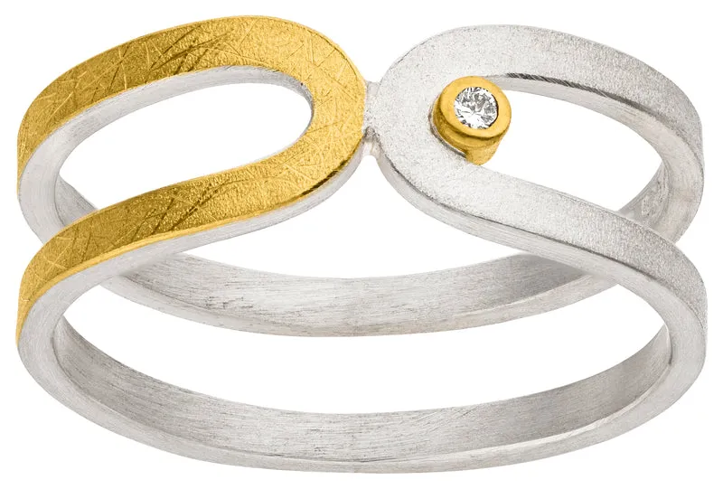 925er Silber Ring feingoldbelegt MANU R1426BR