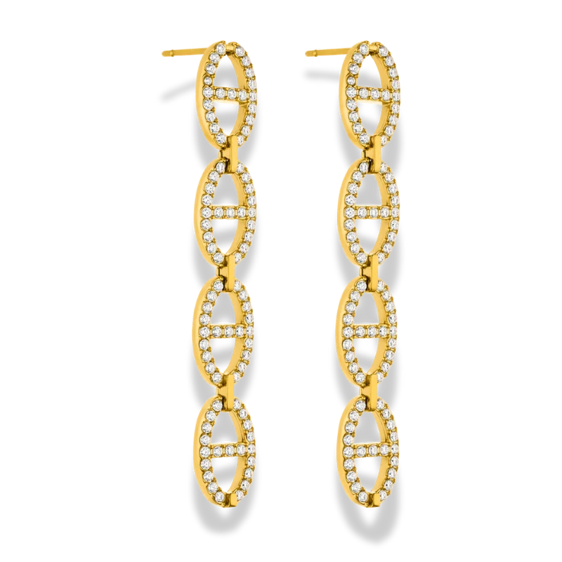 Pave Deluxe Dangle Ohrstecker 14K Vergoldet