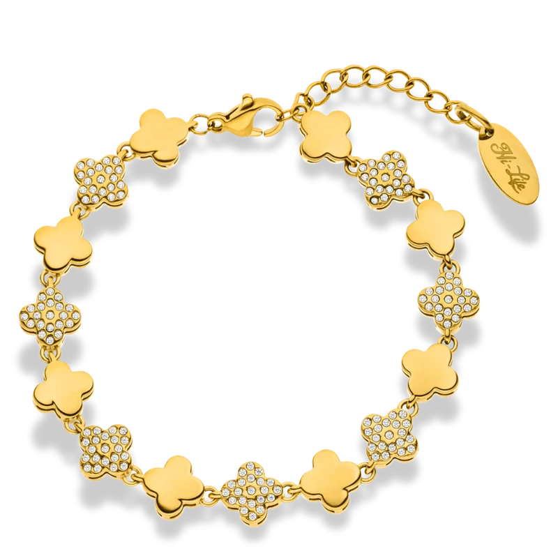 Golden Pave Leaf Armband 14K Vergoldet